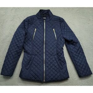 SO‎ Girls Youth 16 Quilted Puffy Jacket Navy Blue Zip Pockets Kohls